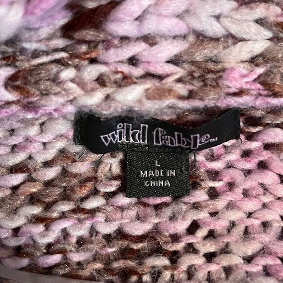 Bogo 🌟Wild Fable Cropped Purple Knit Button-Up with Crystal Buttons Size L - Picture 5 of 8